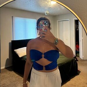 SHEIN Royal Blue Strapless Top with Ring Details